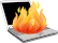 Brennendes Notebook Logo